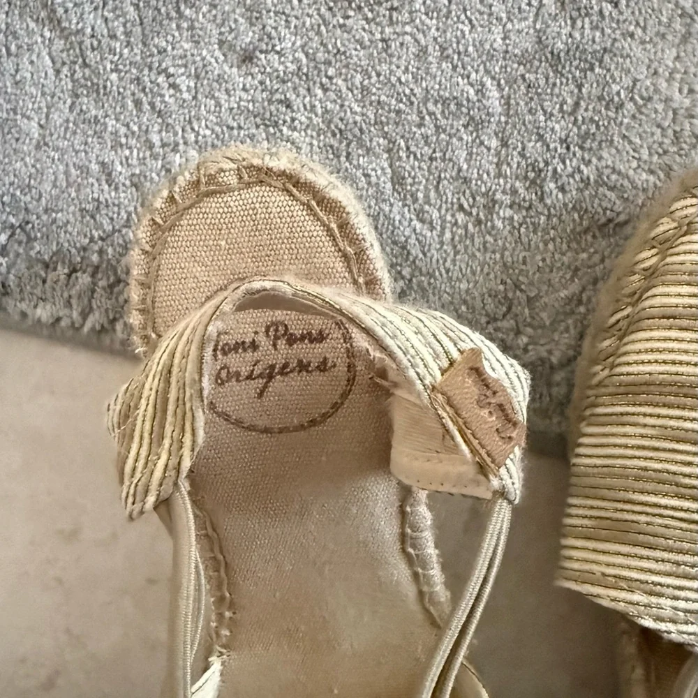 Toni pons Natural Golden Beige Espadrille Flats with Ankle Ties - Picture 3 of 5